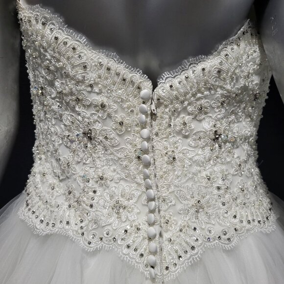 NWT~$2250~MORILEE~6/8~IVORY EMBELLISHED STRAPLESS FIT & FLARE WEDDING DRESS - Picture 14 of 16